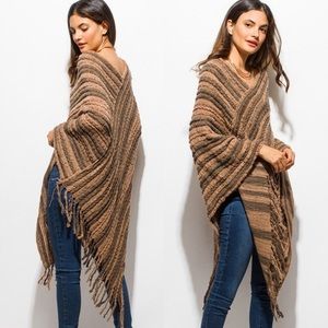 New! Fuzzy Sweater Poncho